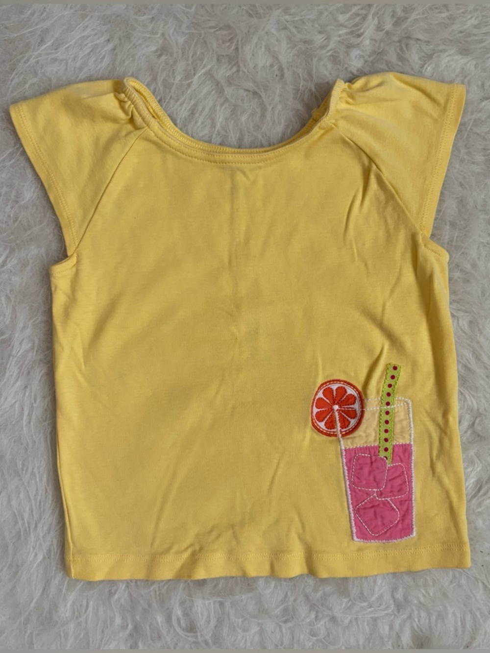 Gymboree Festive Picnic Perfect Yellow Tee with Pink Lemonade Appliqué
